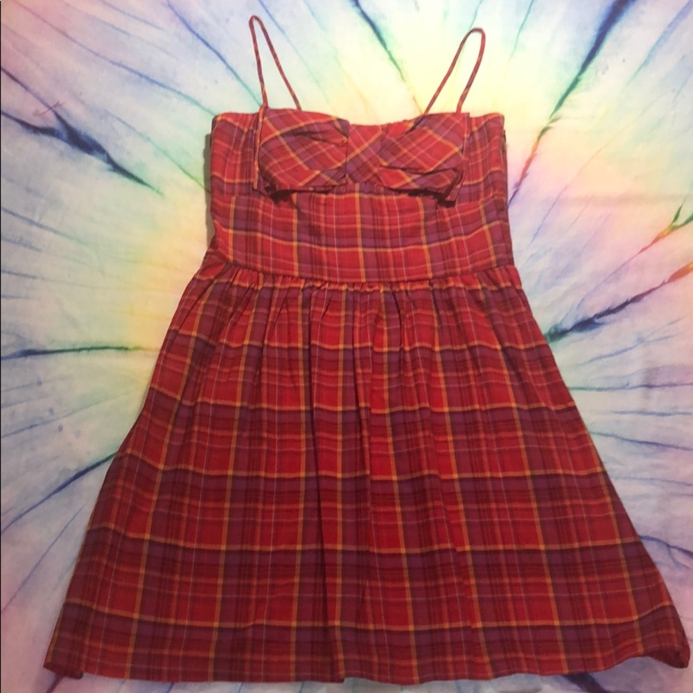 100% Cotton Plaid Bowtie Dress
